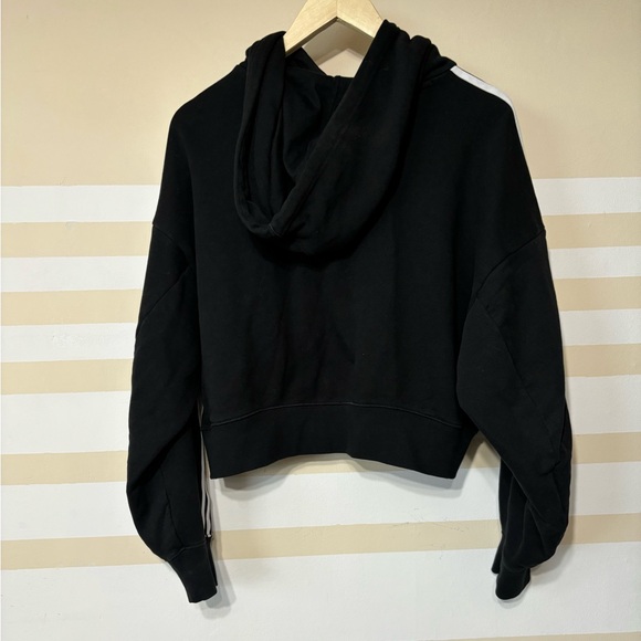 adidas Originals Womens Adicolor Classics Cropped Hoodie Black 3-Stripes - Picture 9 of 12